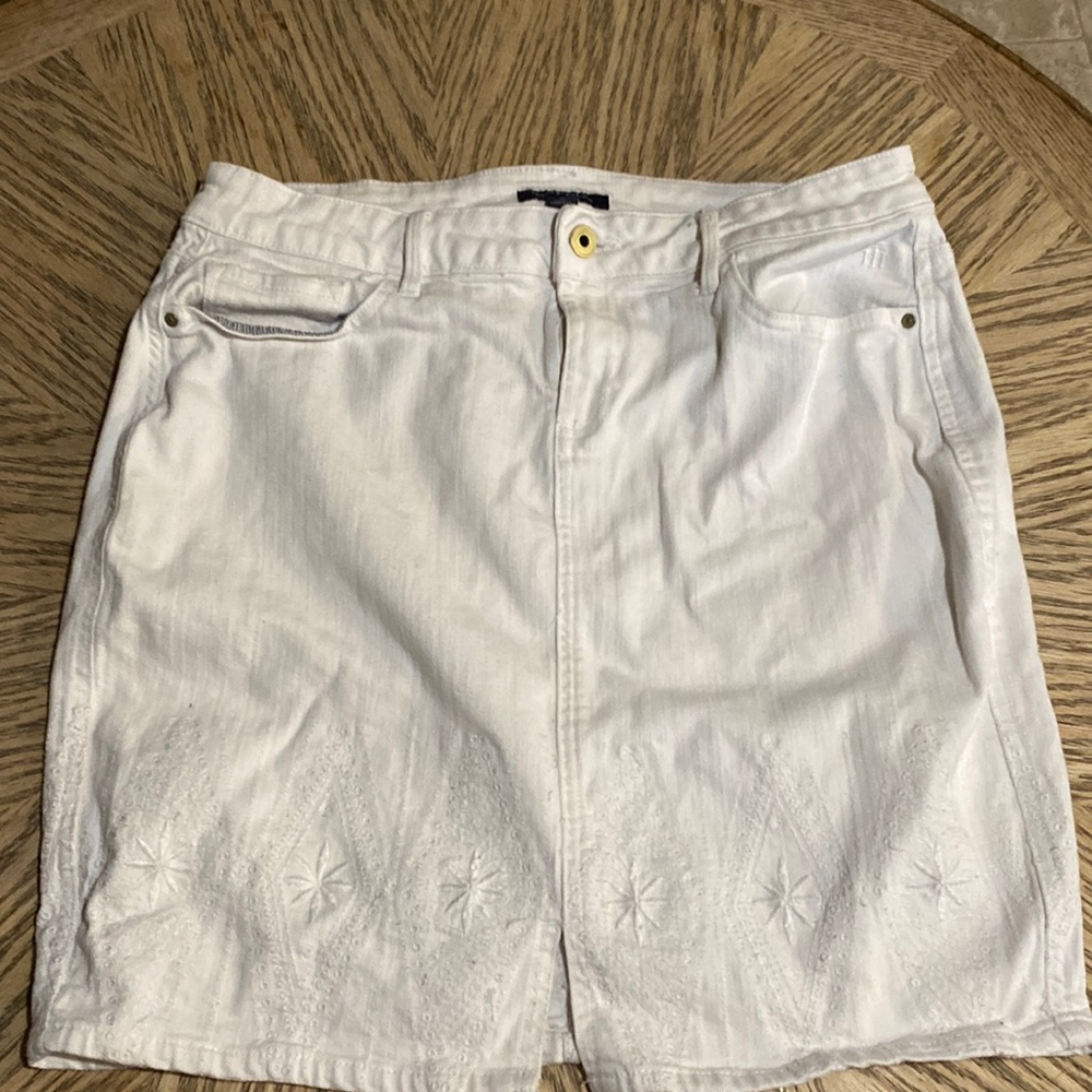 White jean skirt